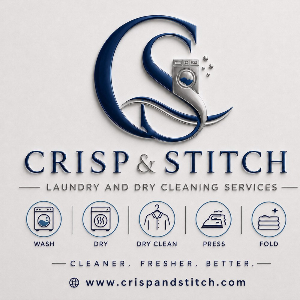Crisp & Stitch services: Wash, Dry, Dry Clean, Press, Fold